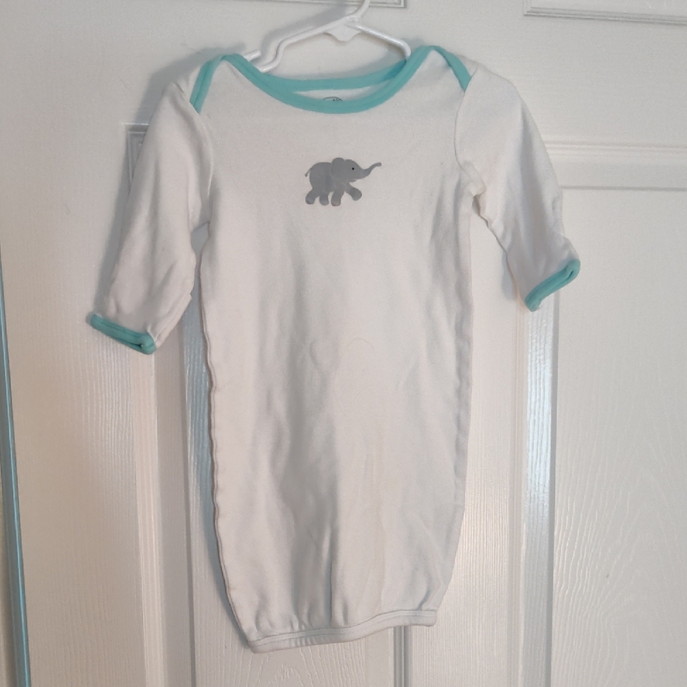 Luvable Friends White Onesie with Teal Trim